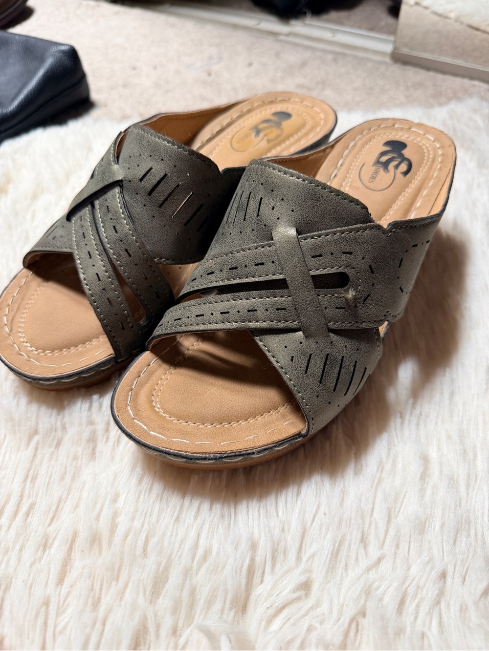 Comfort Slide Sandals in Olive Green - Brand